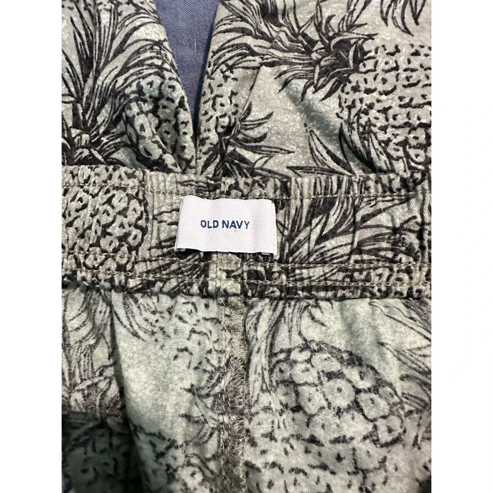 Old Navy‎ Boys Pineapple Print Drawstring Shorts L (10-12) Green Cotton Summer